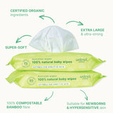 100% NATURAL BABY WIPES - 12 PACK