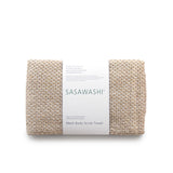SASAWASHI MESH BODY SCRUB TOWEL<br> Removes dead skin cells and excess oil. Natural anti-bacterial fabric prevents odours and mildew