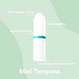 60-Pack Organic Cotton Mini Tampons
