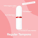 50-Pack Organic Cotton Regular Tampons