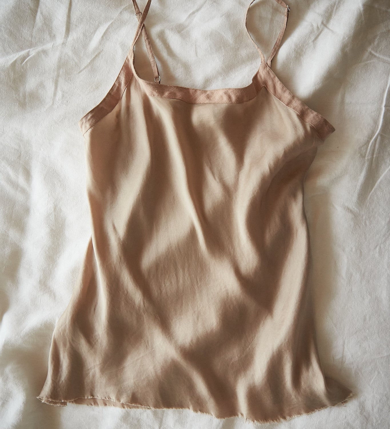 Silk Camisole With Linen Trim