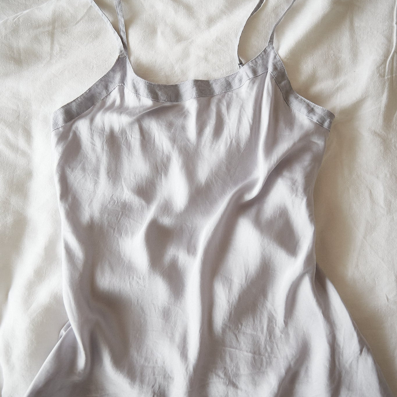 Silk Camisole With Linen Trim