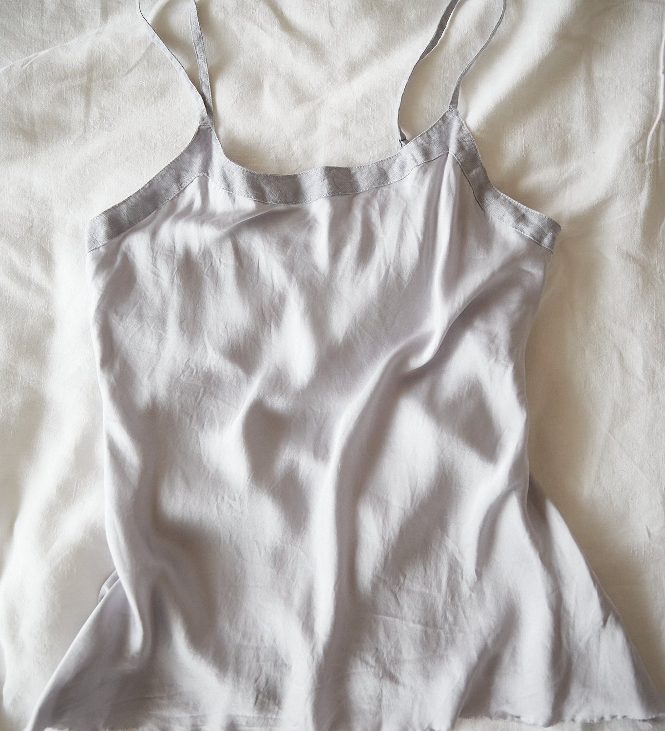 Silk Camisole With Linen Trim