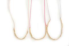 WORDS SILK NECKLACE <br> Morse Code Word in gold-fill on coloured silk