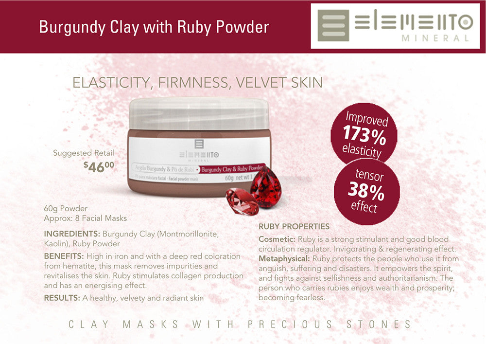BURGUNDY CLAY &#38; RUBY<br>Clay Facial Mask Powder 60g<br>ELEMENTO MINERAL