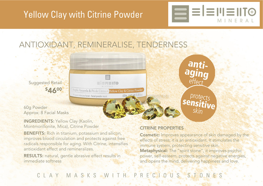 YELLOW CLAY &#38; CITRINE<br>Clay Facial Mask Powder 60g<br>ELEMENTO MINERAL