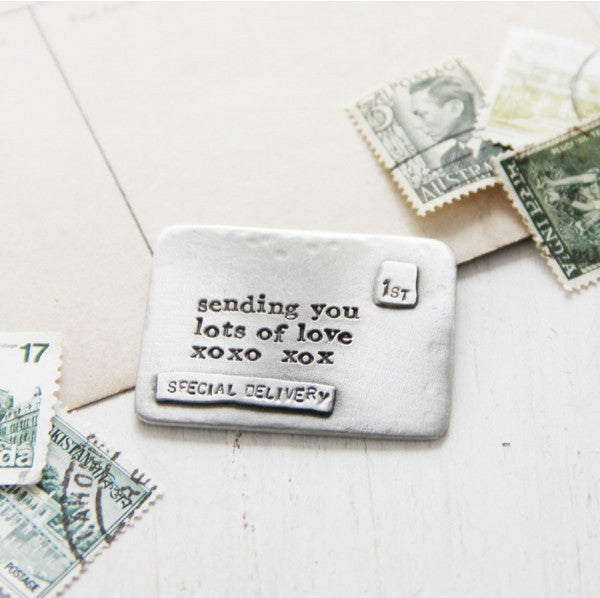 Lots of Love Envelope Message<br>PEWTER POCKET TOKEN<br> KUTUU