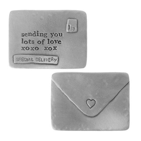 Lots of Love Envelope Message<br>PEWTER POCKET TOKEN<br> KUTUU