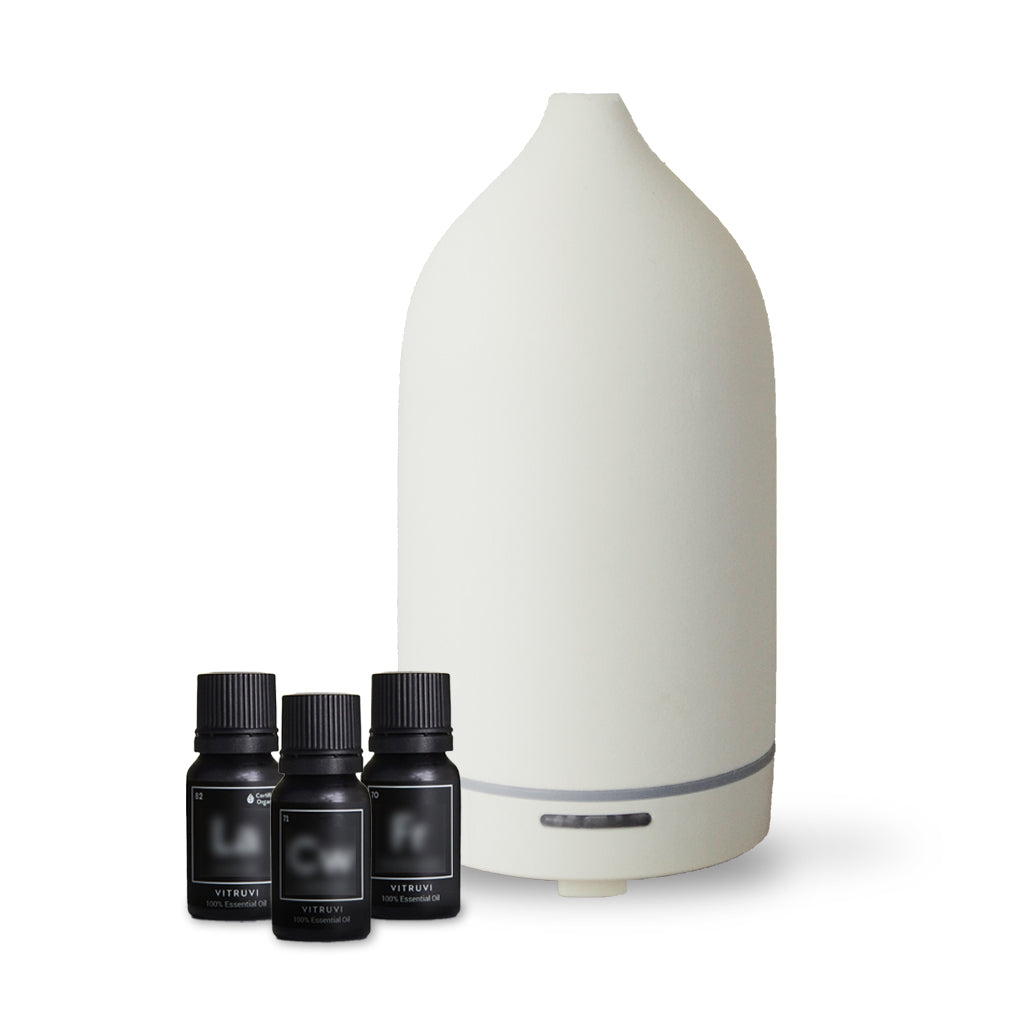 STONE DIFFUSER WHITE + 3 OILS BUNDLE